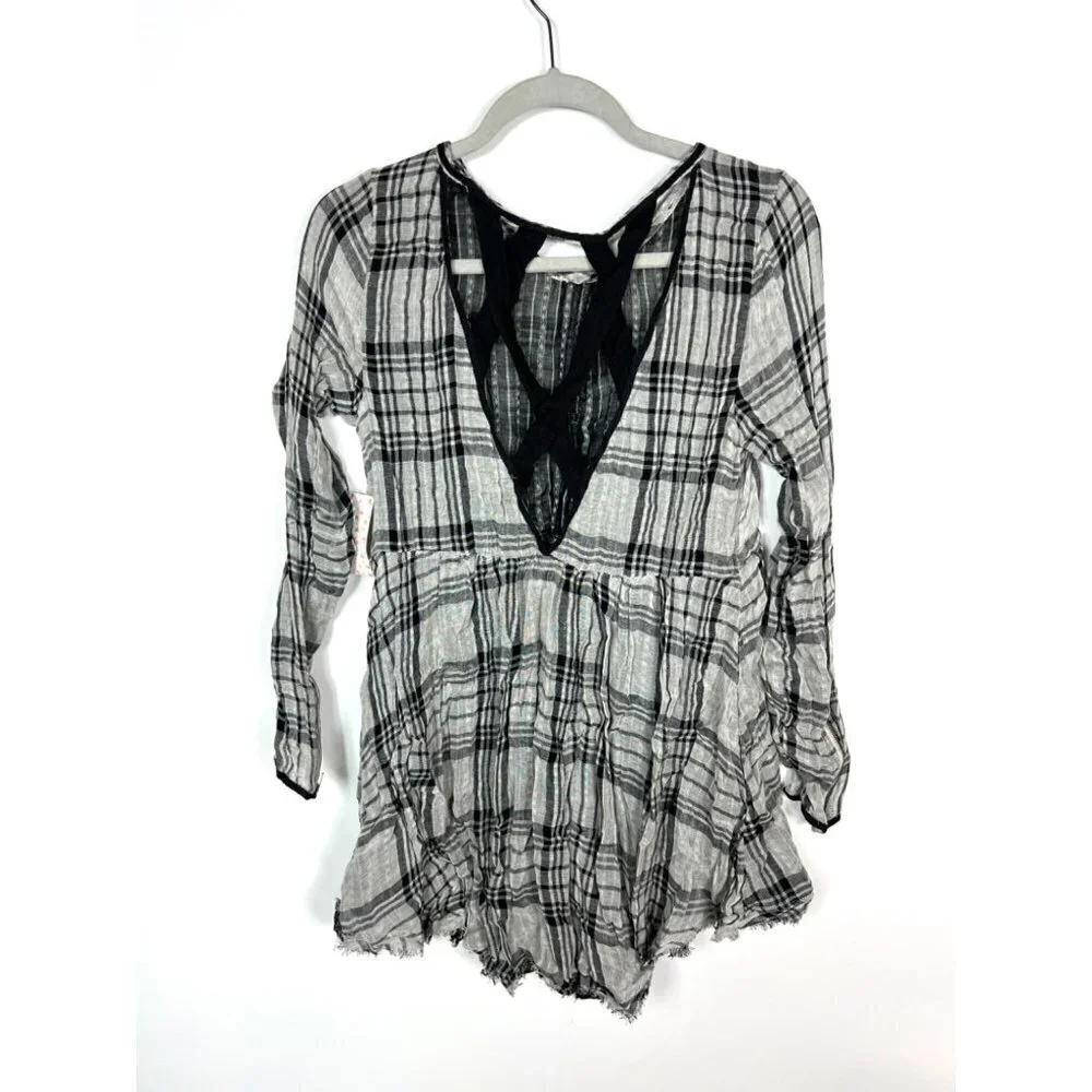 Free people‎ checkered tunic with pockets NWT